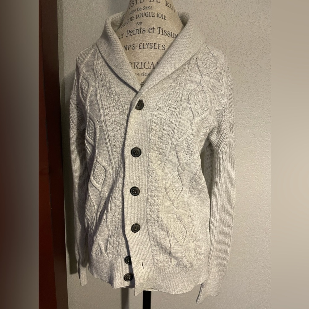 GAP Size Small Mens Sweater Cardigan Light Gray